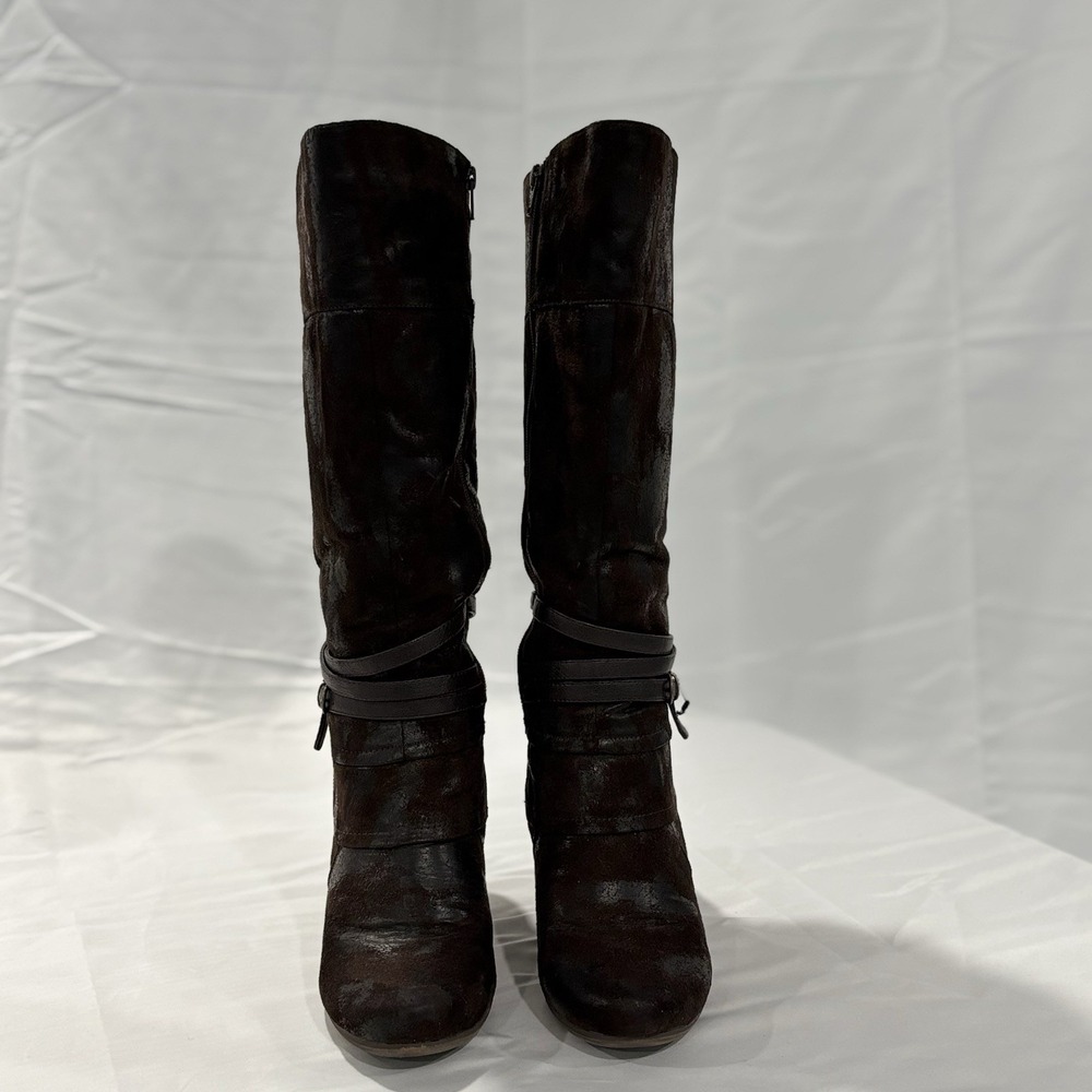 Bare Traps Womens Brown Faux Leather Knee High Boots US Sz 9M Distressed - Picture 3 of 11